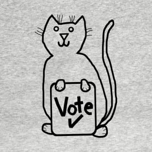 Cute Cat says Animals Vote Minimal Line Drawing T-Shirt